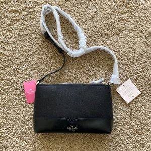 Kate Spade lola glitter crossbody purse. Black. NWT